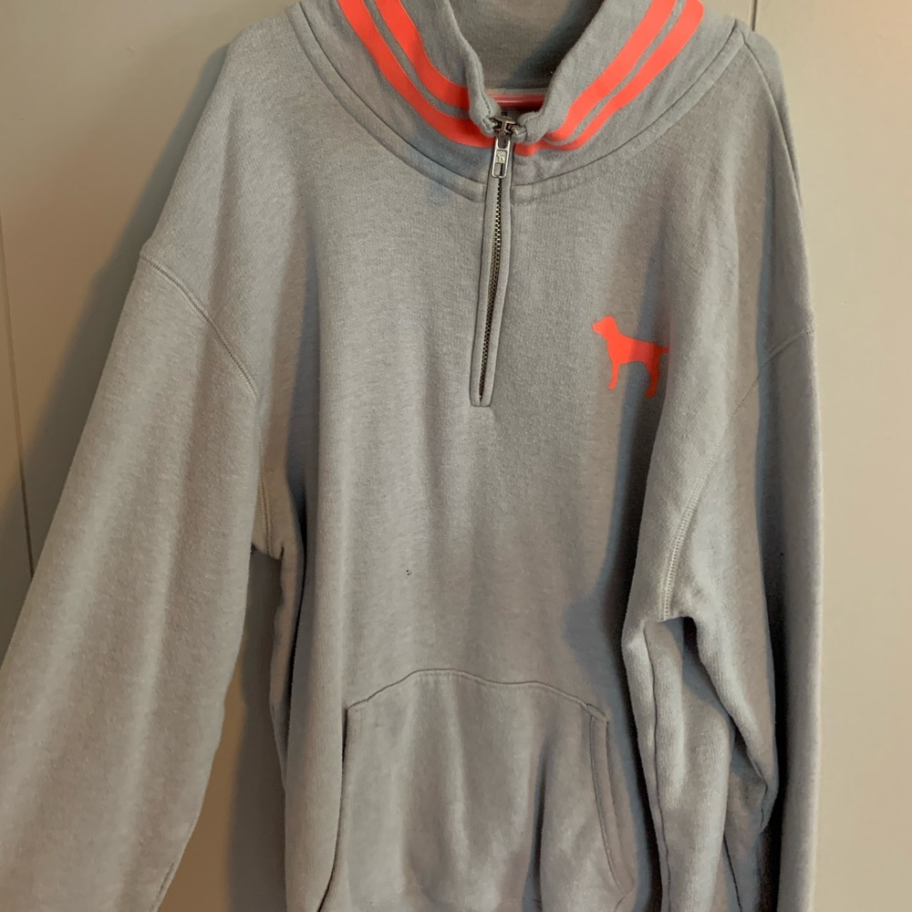 VS PINK Gray Quarter Zip